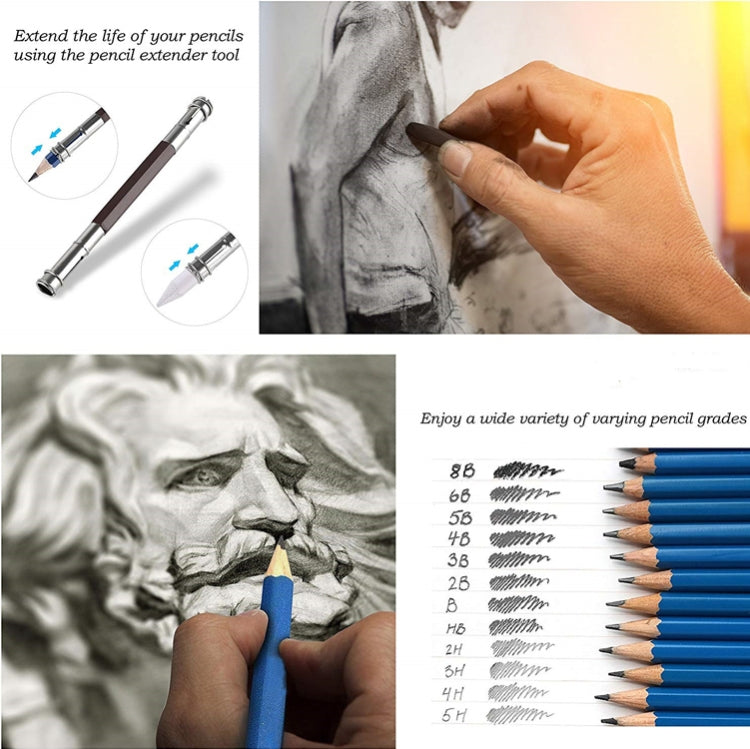 48 in 1 Sketching Pencil Set Zipper Bag Art Carbon Drawing Pencil Set(Black)