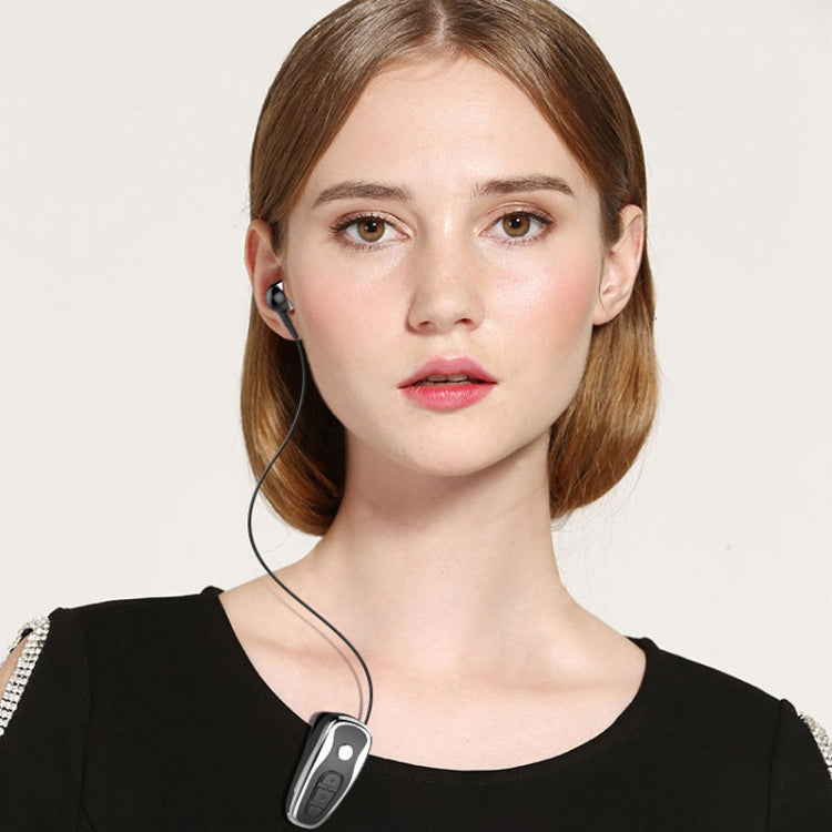 Q7 Lavalier Bluetooth Earphone Sports Wireless Stereo Telescopic Cable Voice Reporting Earphone