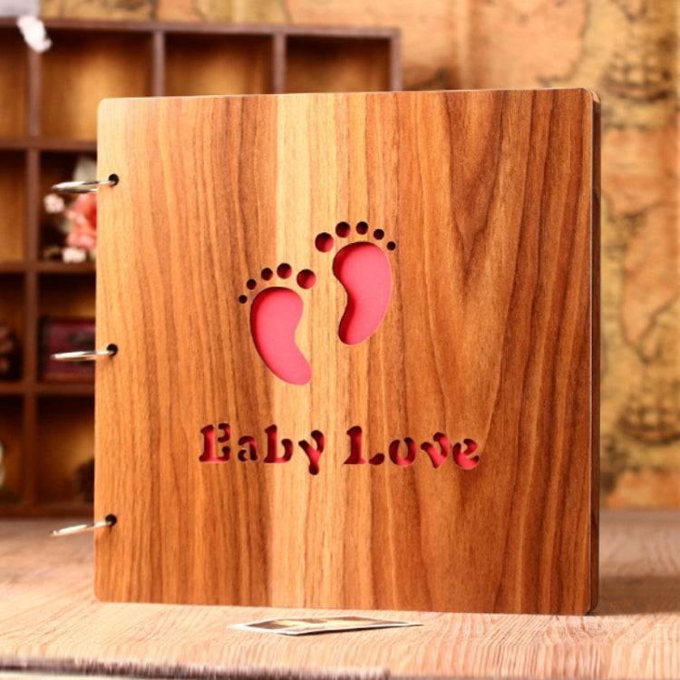 16 inch Wooden Handmade DIY Sticky Photo Album Baby Growth Souvenir Album