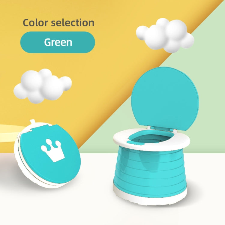 MLY020 Children Folding Toilet With Cover Toilet Portable Out Of Travel Car Toddler Urine(Green)