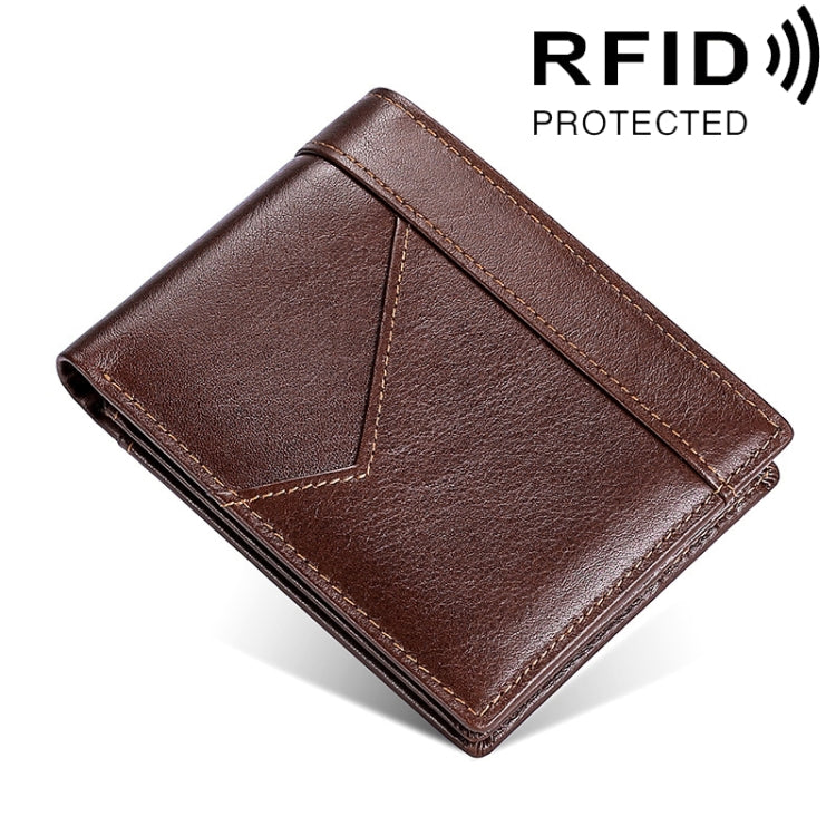 Stitching Leather Men Wallet RFID Anti-Theft Wallet