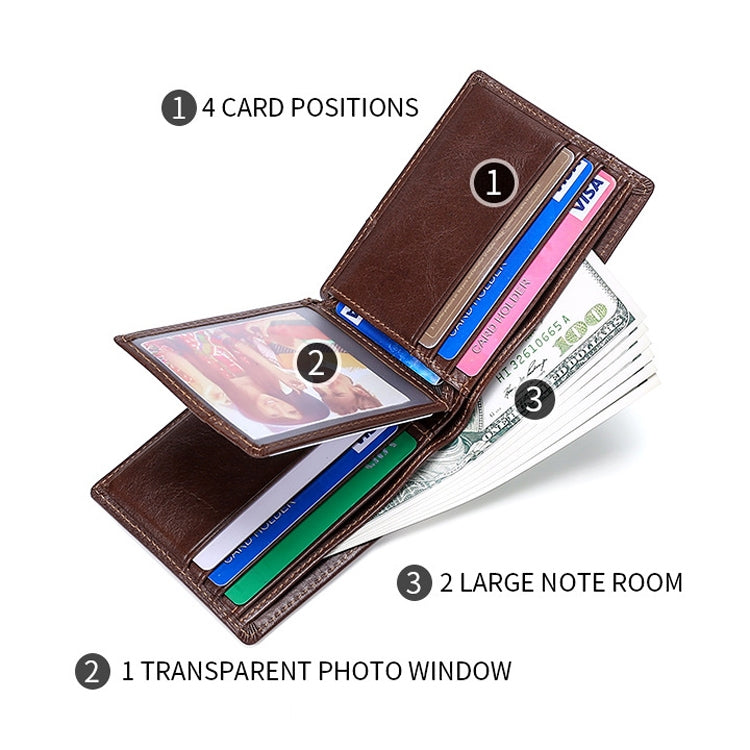 Stitching Leather Men Wallet RFID Anti-Theft Wallet
