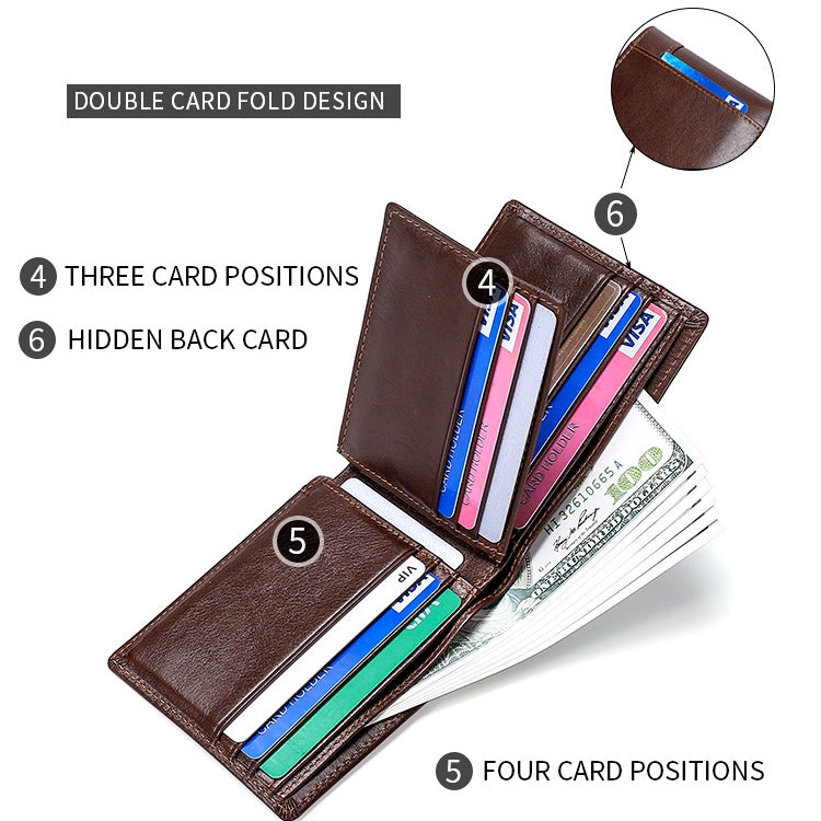 Stitching Leather Men Wallet RFID Anti-Theft Wallet