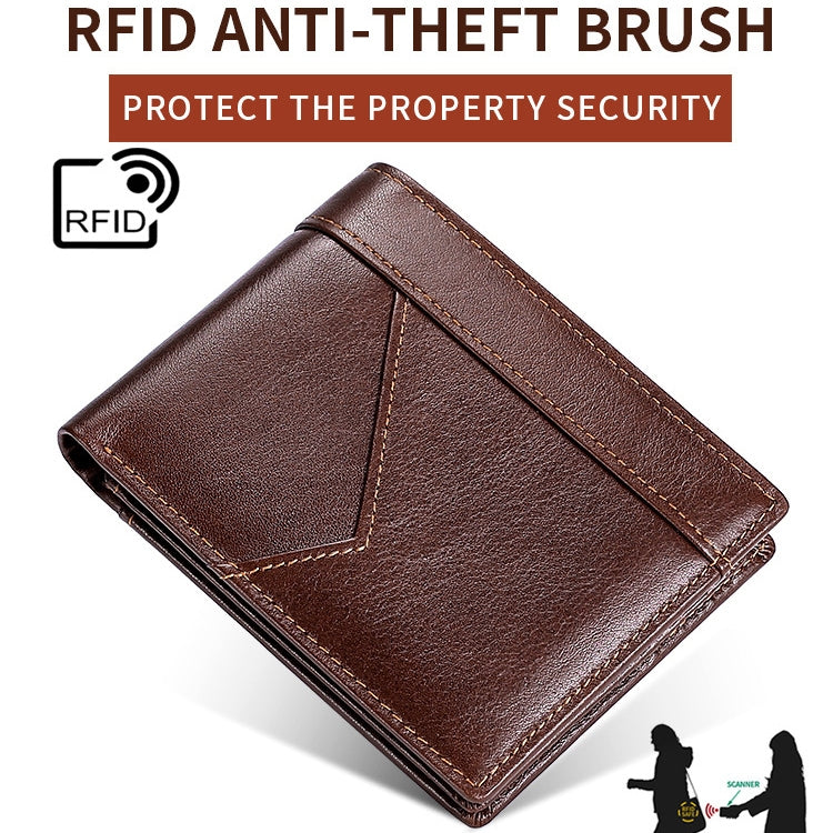 Stitching Leather Men Wallet RFID Anti-Theft Wallet