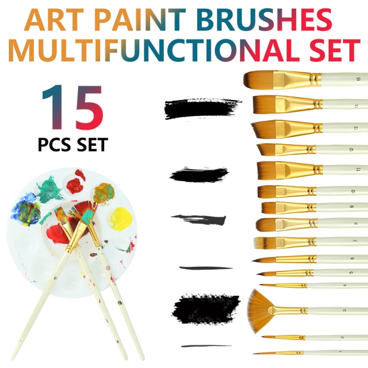 17 in 1 Acrylic Paint Brush Multi-Purpose Nylon Wool Watercolor Paint Brush Art Painting Material Qith Canvas Painting Bag(Milky)