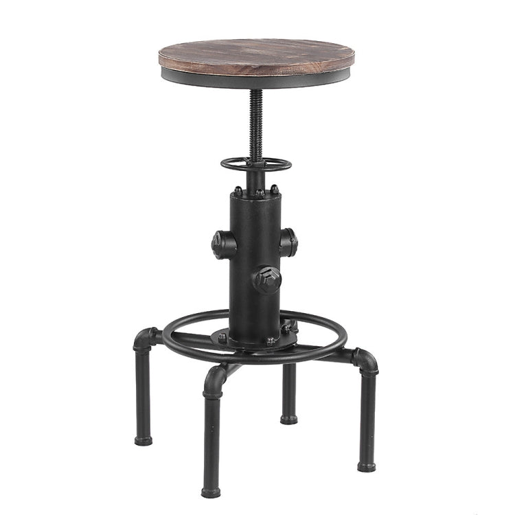 Industrial Bar Stool Height Adjustable Swivel Pinewood Top Dining Chair Pipe Style Barstool