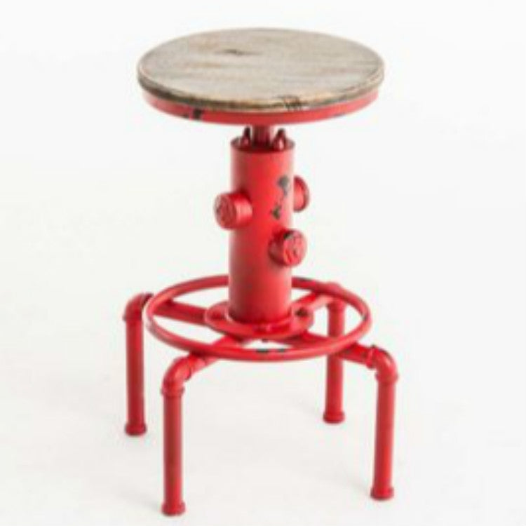 Industrial Bar Stool Height Adjustable Swivel Pinewood Top Dining Chair Pipe Style Barstool