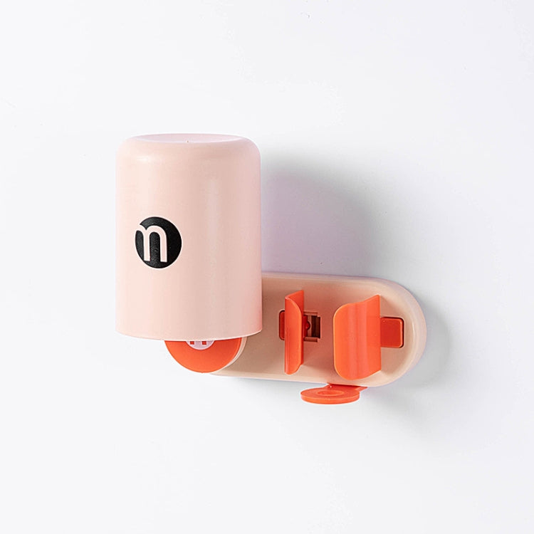 2 PCS Bathroom Punch-Free Toothbrush Rack Wall-Mounted Automatic Storage Electric Toothbrush Rack, Colour: With Cupï¼ˆPink Orangeï¼‰