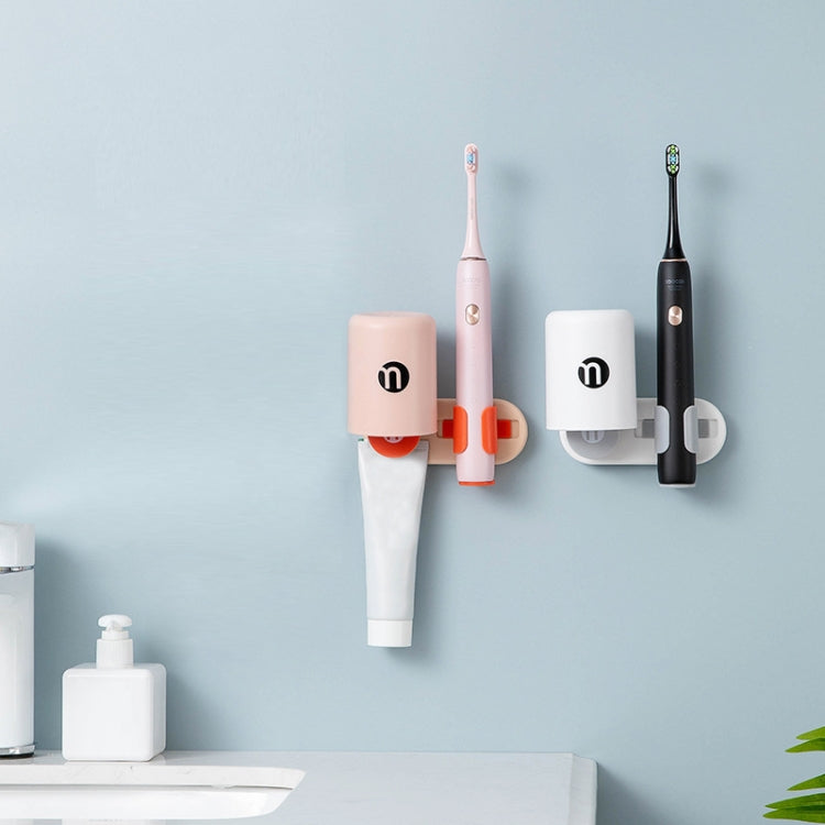 2 PCS Bathroom Punch-Free Toothbrush Rack Wall-Mounted Automatic Storage Electric Toothbrush Rack, Colour: With Cupï¼ˆPink Orangeï¼‰
