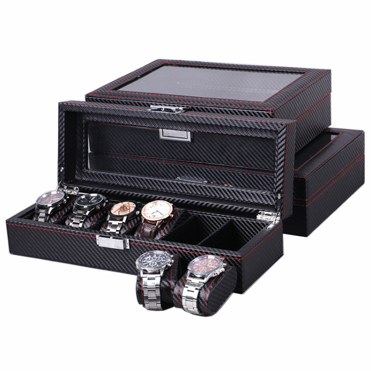 Carbon Fiber PU Leather Watch Box Jewelry Storage Box Packaging Box, Style: 10 Watch Positions