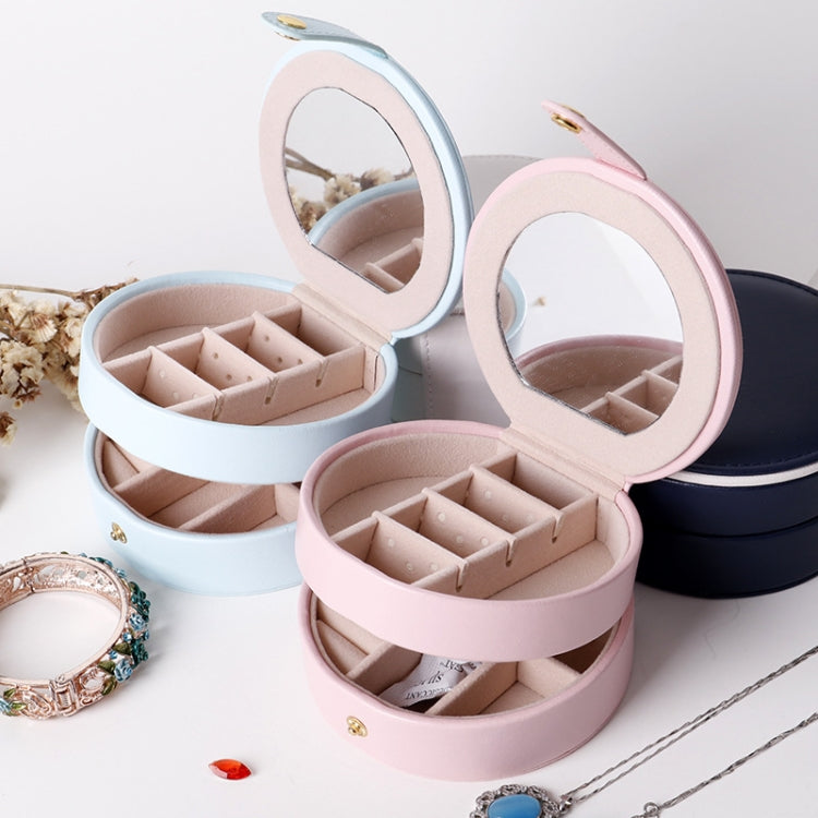 Portable PU Leather Double Jewelry Box Earring Storage Box