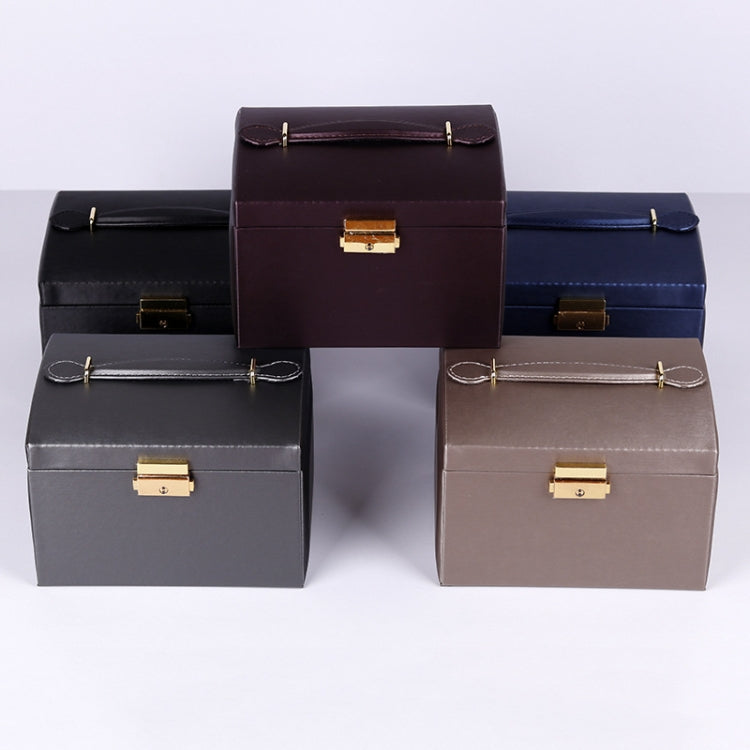 PU Leather Three-Layer Jewelry Box Necklace Storage Display Packaging Box With Handle