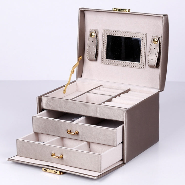 PU Leather Three-Layer Jewelry Box Necklace Storage Display Packaging Box With Handle