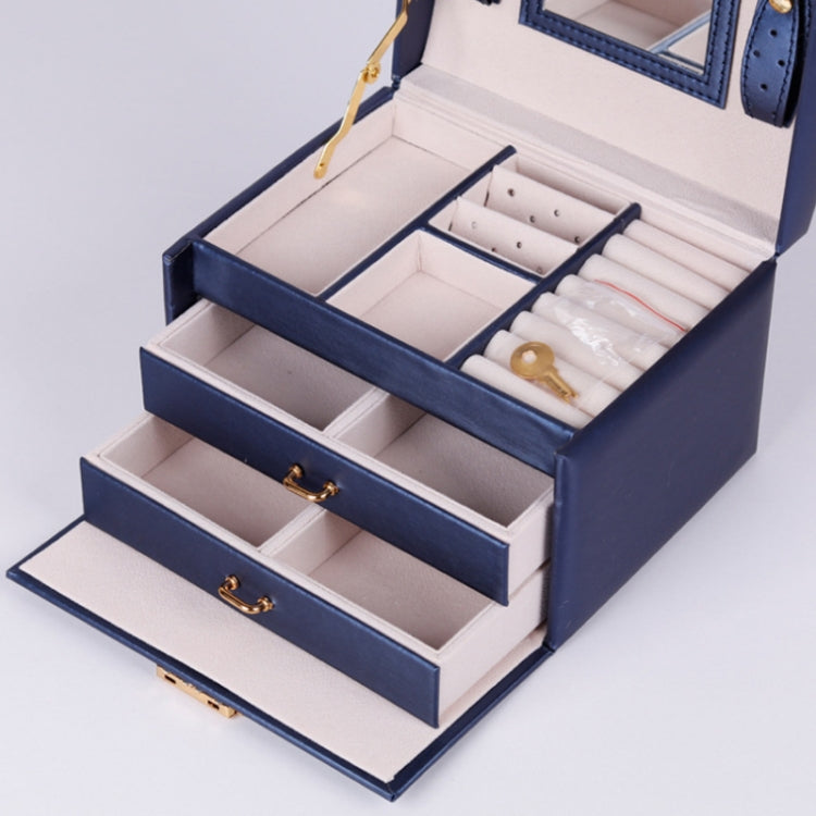 PU Leather Three-Layer Jewelry Box Necklace Storage Display Packaging Box With Handle
