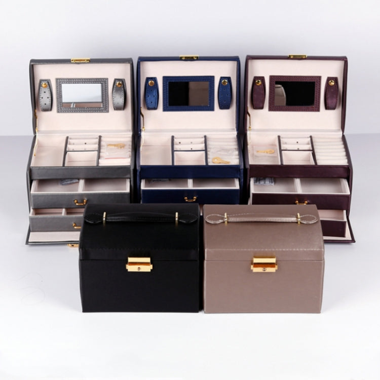 PU Leather Three-Layer Jewelry Box Necklace Storage Display Packaging Box With Handle