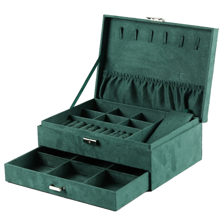 Suede Jewelry Box Storage Retro Packaging Box,Style: Double Drawers