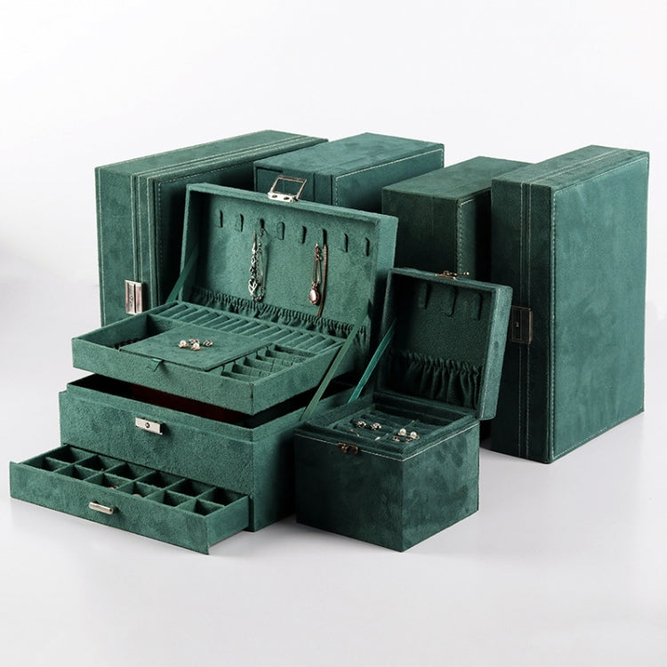 Suede Jewelry Box Storage Retro Packaging Box,Style: Double Drawers
