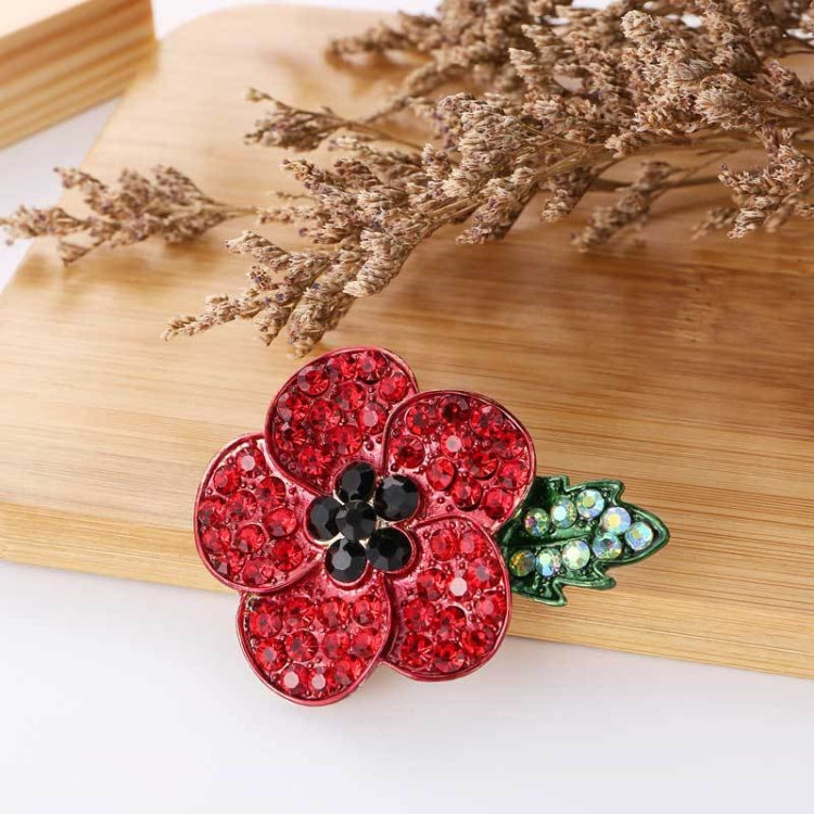2 PCS Poppies Flower Brooch Alloy Full Diamond Brooch(B07117)