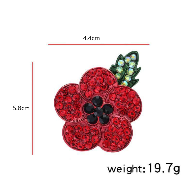 2 PCS Poppies Flower Brooch Alloy Full Diamond Brooch(B07117)