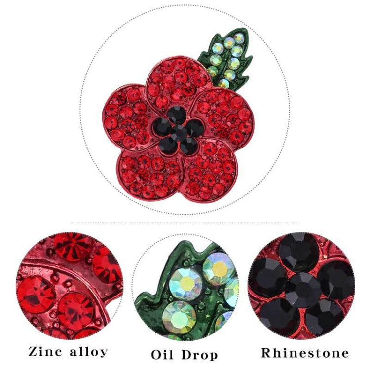2 PCS Poppies Flower Brooch Alloy Full Diamond Brooch(B07117)