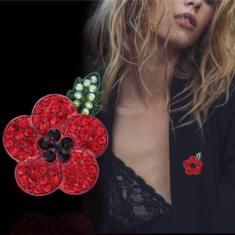 2 PCS Poppies Flower Brooch Alloy Full Diamond Brooch(B07117)