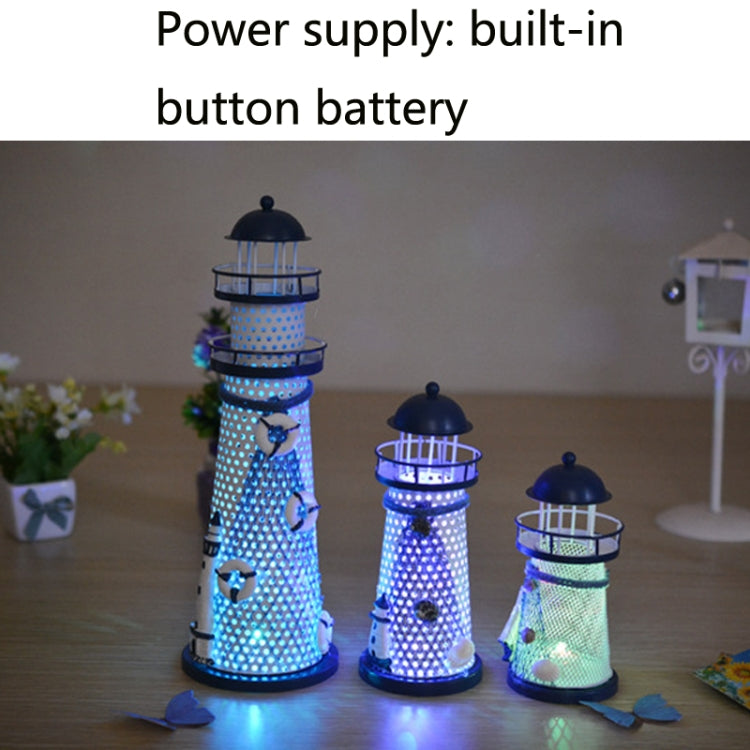2 PCS Mediterranean Style Flashing Ocean Tin Lighthouse Home Decoration Crafts, Style Random Delivery M1022 Medium 19cm