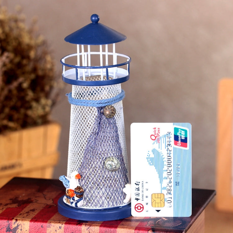 2 PCS Mediterranean Style Flashing Ocean Tin Lighthouse Home Decoration Crafts, Style Random Delivery M1022 Medium 19cm