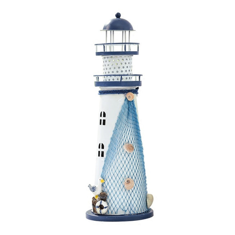 2 PCS Mediterranean Style Flashing Ocean Tin Lighthouse Home Decoration Crafts, Style Random Delivery M1021 Large 30cm