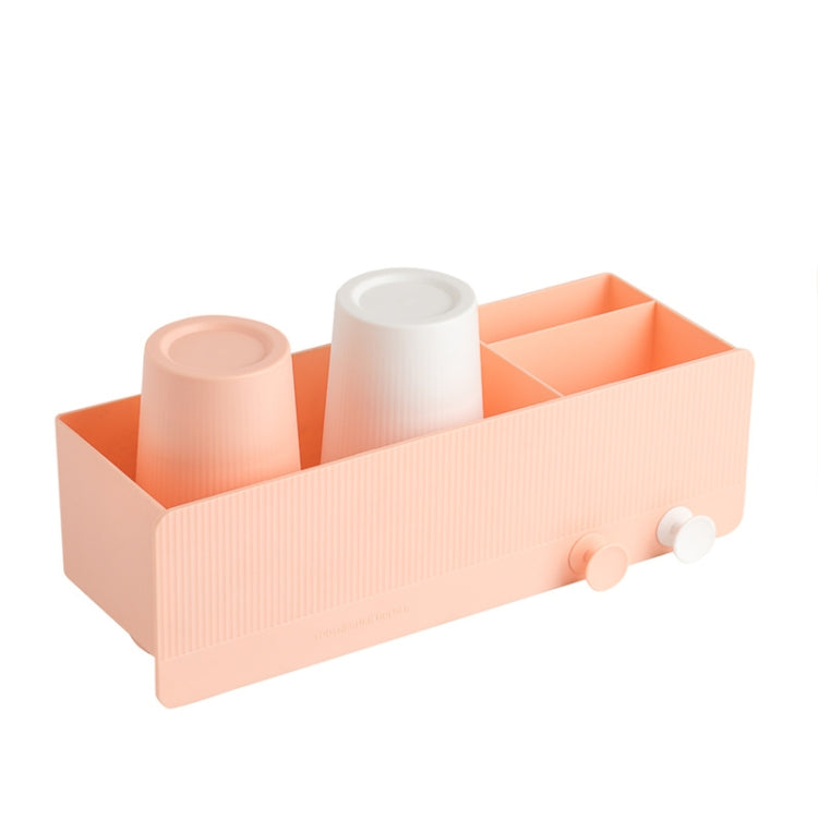 QJ012 Wall-Mounted Toothbrush Cup Holder Shelves Set, Colour: Pink (2 Cups)