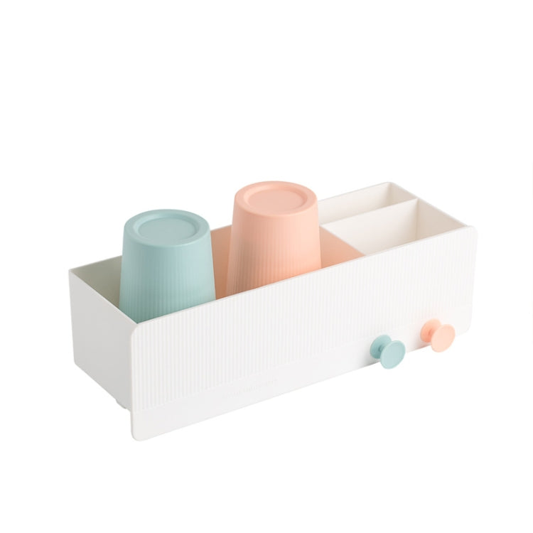 QJ012 Wall-Mounted Toothbrush Cup Holder Shelves Set, Colour: White (2 Cups)