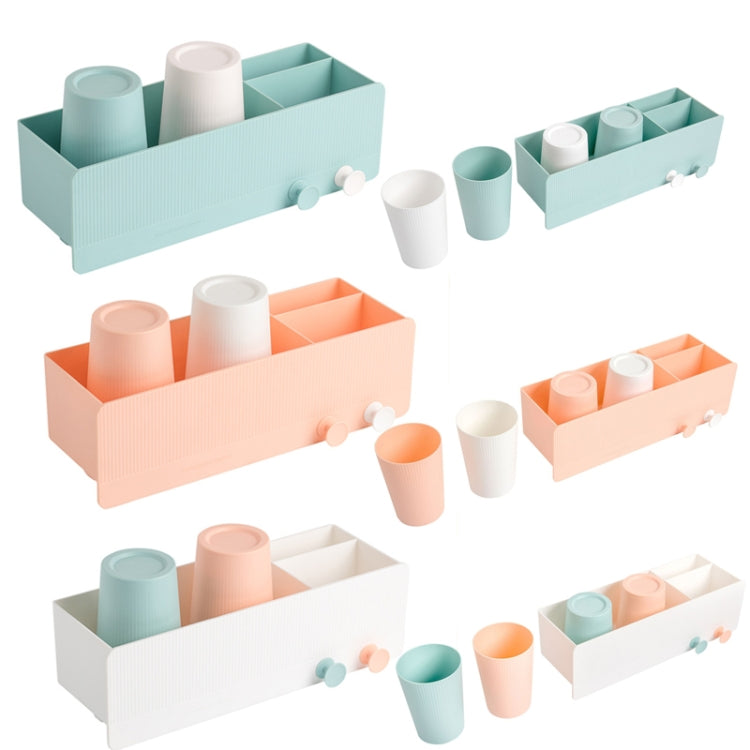 QJ012 Wall-Mounted Toothbrush Cup Holder Shelves Set, Colour: White (2 Cups)