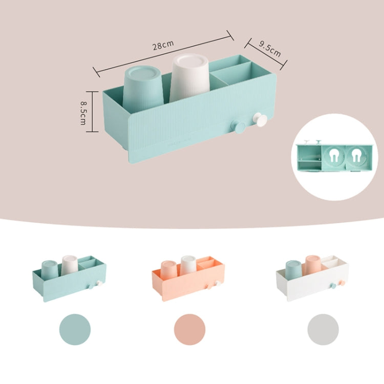 QJ012 Wall-Mounted Toothbrush Cup Holder Shelves Set, Colour: White (2 Cups)
