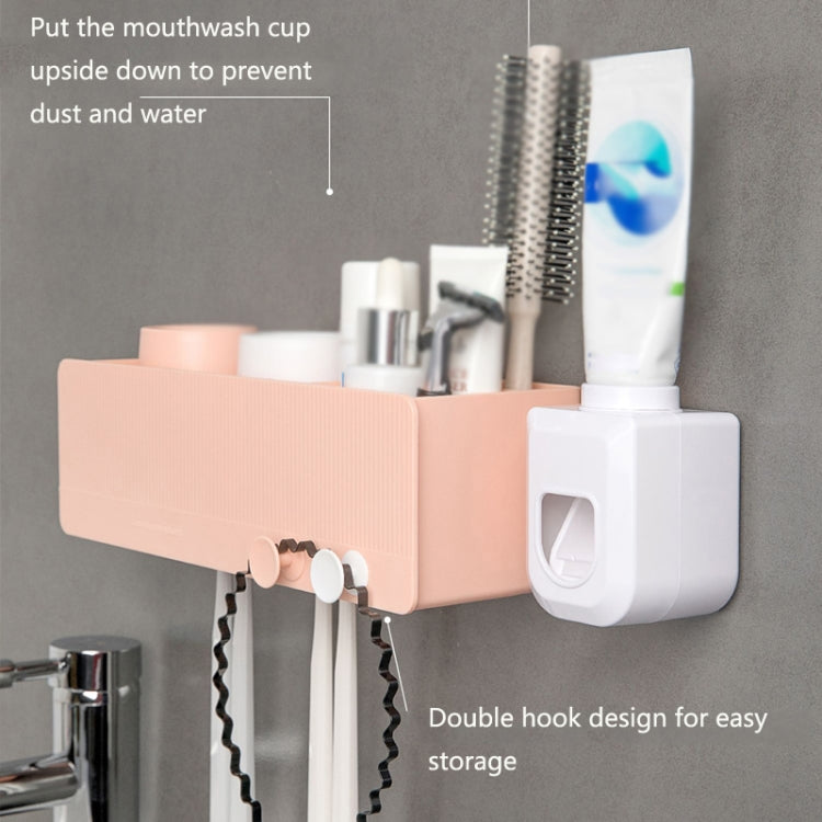 QJ012 Wall-Mounted Toothbrush Cup Holder Shelves Set, Colour: Blue (4 Cups)