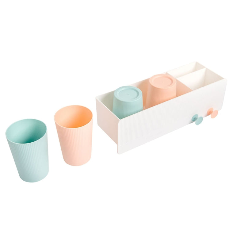 QJ012 Wall-Mounted Toothbrush Cup Holder Shelves Set, Colour: White (4 Cups)