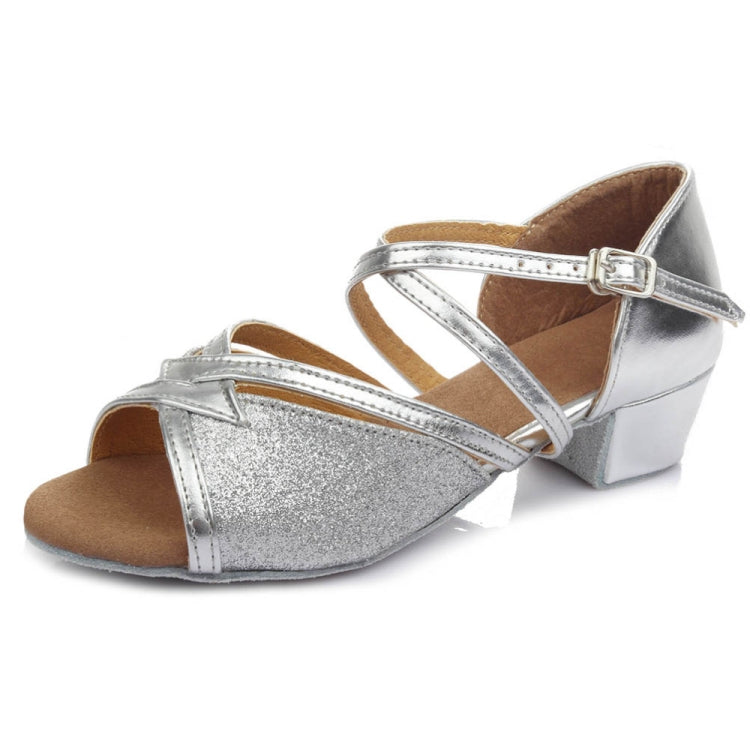 Tango Salsa Latin Low Heel Soft Bottom Dance Shoes for Girls & Women, Shoe Size:28