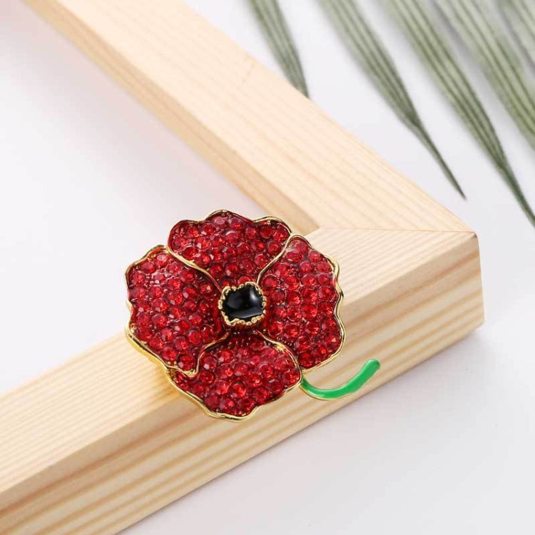 3 PCS Poppy Flower Brooch With Diamonds Red Paint Flower Brooch(B07125)