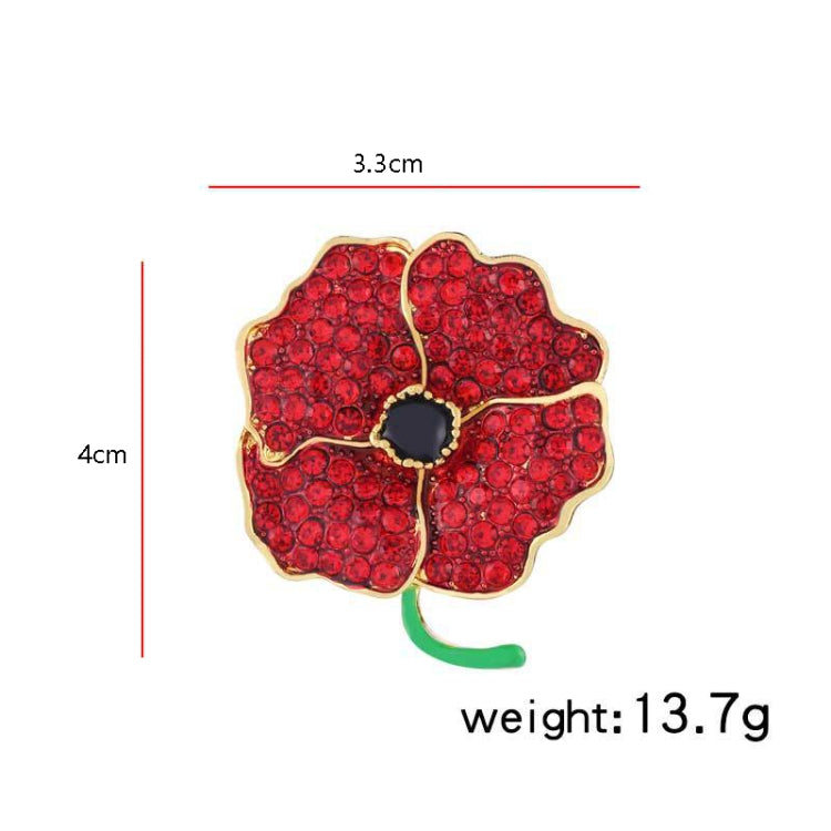 3 PCS Poppy Flower Brooch With Diamonds Red Paint Flower Brooch(B07125)