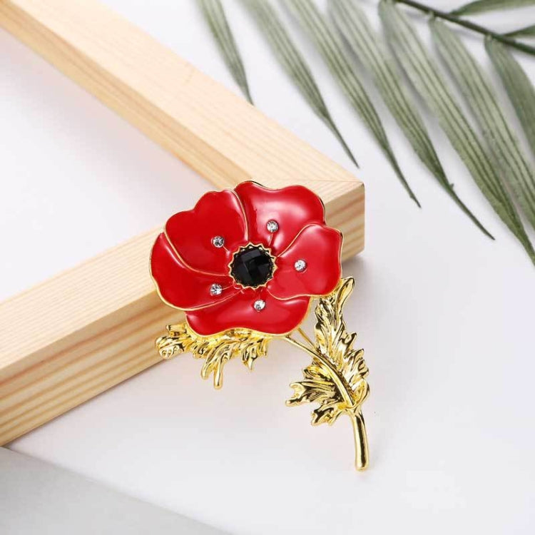 4 PCS Diamond Poppy Flower Brooch Red Oil Drip Flower Brooch(B07115)