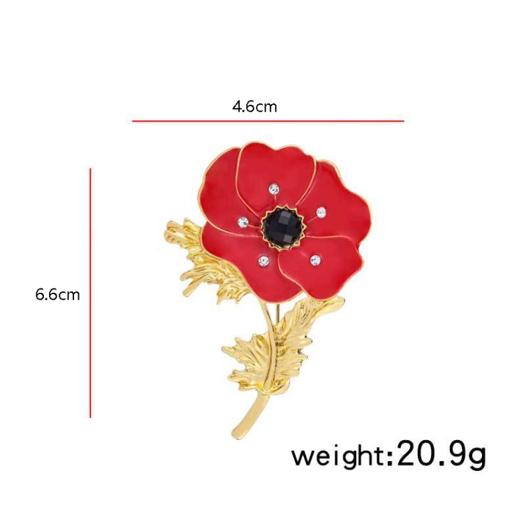 4 PCS Diamond Poppy Flower Brooch Red Oil Drip Flower Brooch(B07115)
