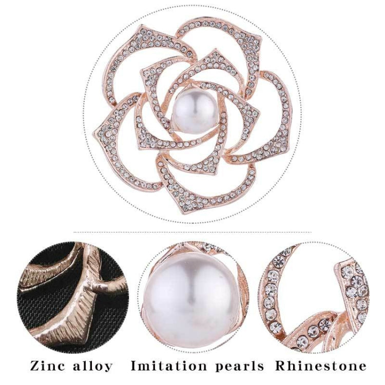 2 PCS Diamonds Mountain Tea Flower Brooch Pearl Pin Simple Suits Cheongsam Accessories(B07344)