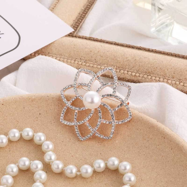 2 PCS Alloy Diamond Double Flower Brooches Temperament Wild Clothes Pin(B07343)
