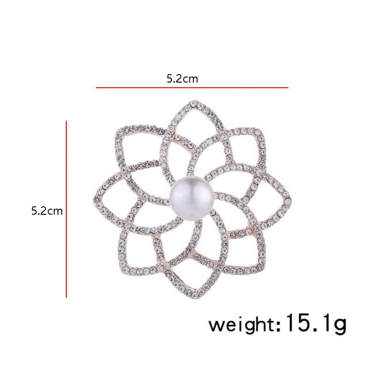 2 PCS Alloy Diamond Double Flower Brooches Temperament Wild Clothes Pin(B07343)