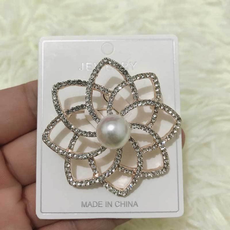 2 PCS Alloy Diamond Double Flower Brooches Temperament Wild Clothes Pin(B07343)