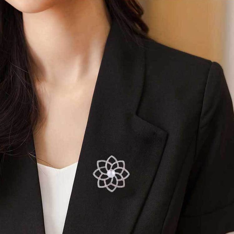 2 PCS Alloy Diamond Double Flower Brooches Temperament Wild Clothes Pin(B07343)