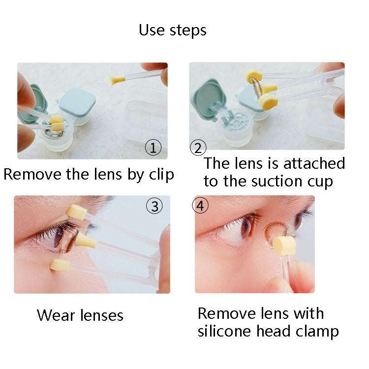 2 PCS Contact Lens Portable Clip Silicone Suction Stick Wearing Picking Access Auxiliary Tools