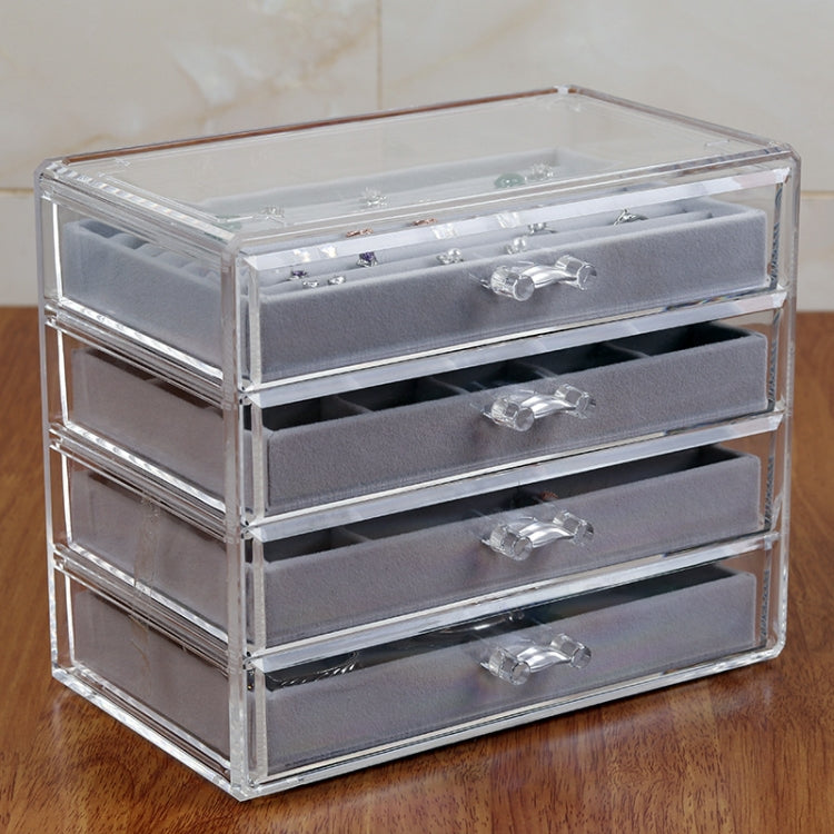 Four-Layer Acrylic Jewelry Storage Box Display Packaging Box( Grey)
