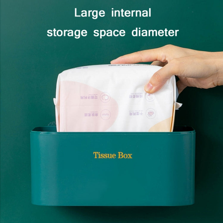 2 PCS Wall-Mounted Non-Perforated Tissue Box Bathroom Waterproof Storage Box(Green)