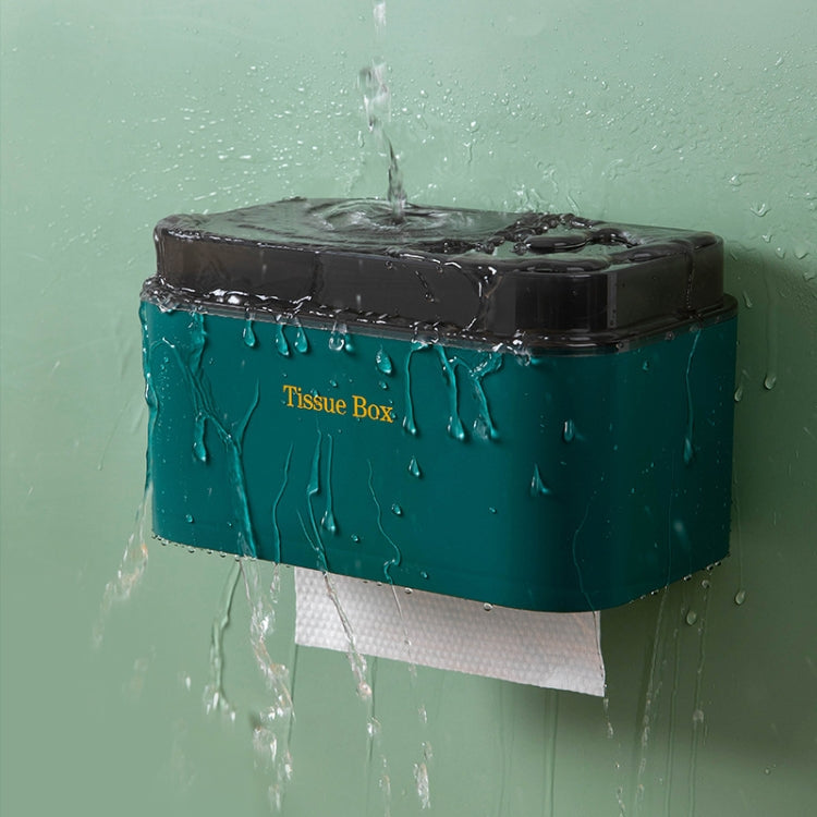 2 PCS Wall-Mounted Non-Perforated Tissue Box Bathroom Waterproof Storage Box(Green)