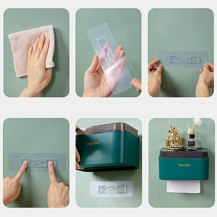 2 PCS Wall-Mounted Non-Perforated Tissue Box Bathroom Waterproof Storage Box(Green)