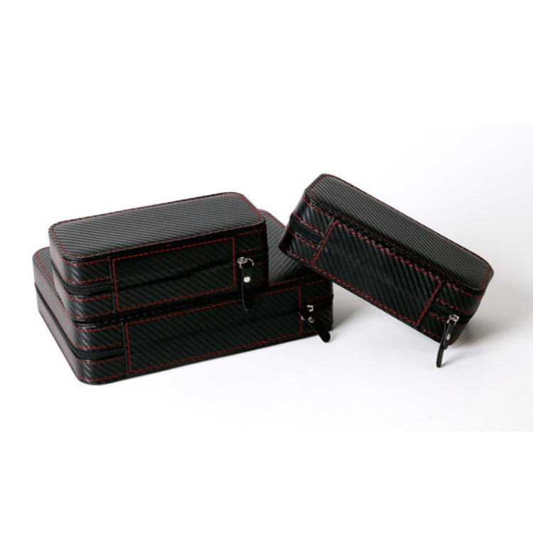 PU Leather Full Carbon Fiber Zipper Watch Bag Watch Storage Display Box, Style: 02 Watch Position